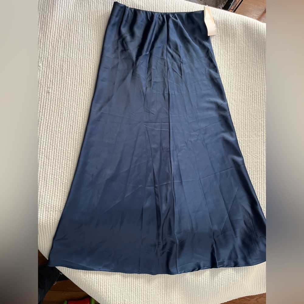 Elegant Navy Blue Women's Satin Skirt